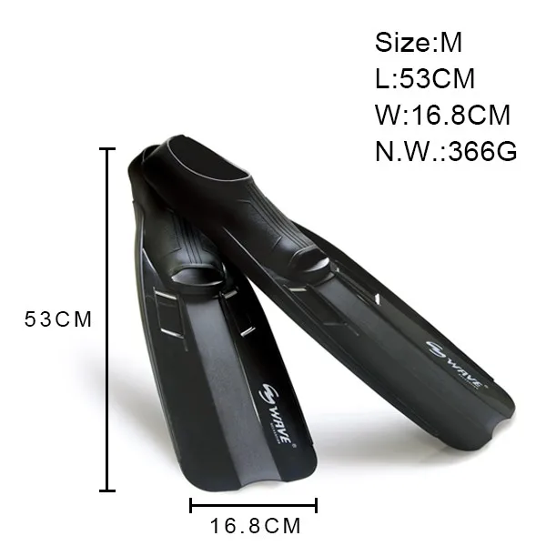 Wave Hot Selling TPR Snorkel Fins Full Pockets Adult Size Long Floating Rubber Scuba Fins for Swimming from Malaysia
