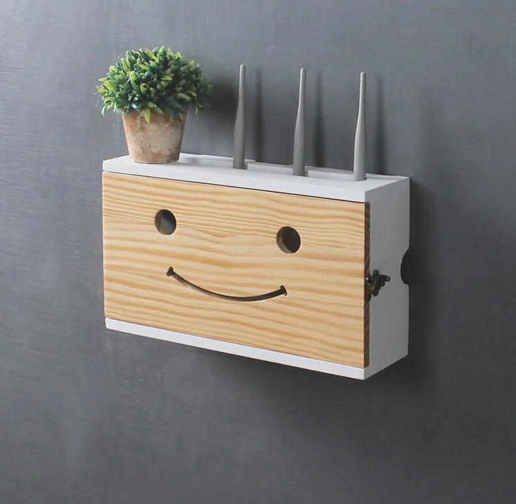 Wooden electric wire cable storage box Phone usb cable winder organizer Wall router cable power plug wire storage boxes