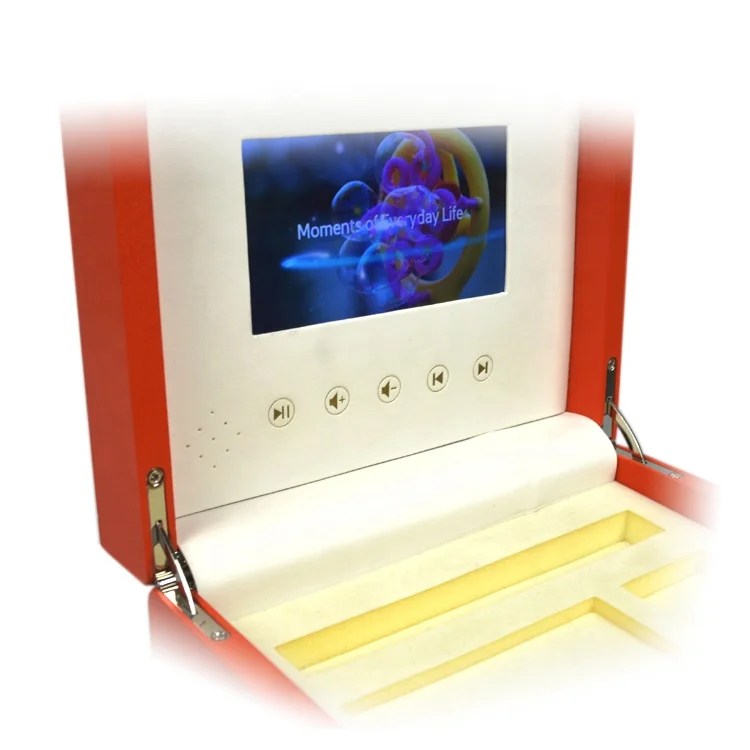 Promotional high quality digital video wood gift box 7 inch lcd