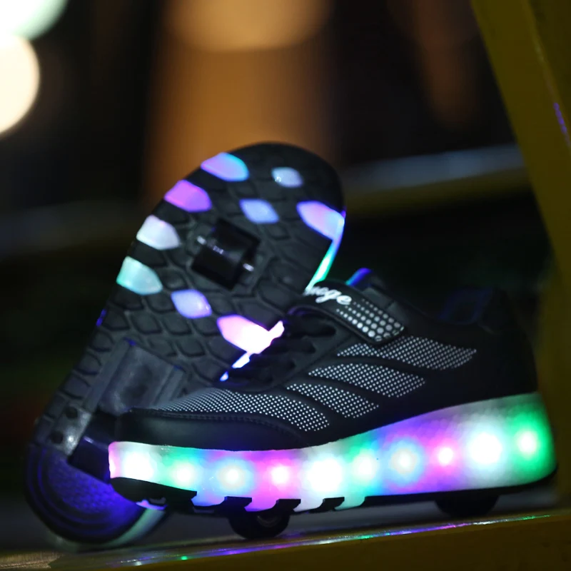 
Two Wheels Luminous Sneakers Blue Pink Led Light Roller Skate Shoes for Children Kids Led Shoes Boys Girls Shoes Light Up 