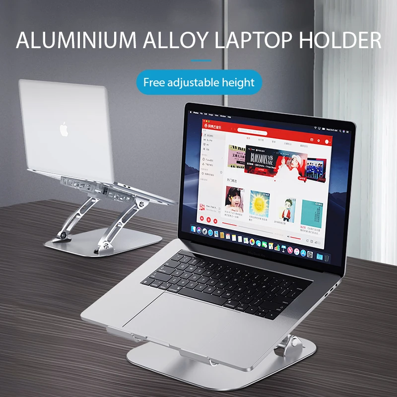 Built-in cooling fan portable laptop desktop stand free foldable aluminum laptop holder with flexible adjustment function