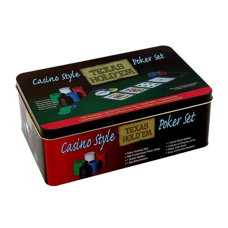 bespoke metal gift packaging big poker Texas tin box wholesale playing cards case tin can packaging