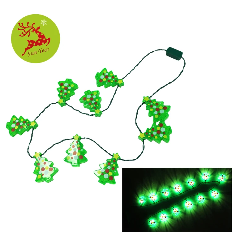 Christmas Tree Festival With Led  Lights  Included Light  Up Necklaces With 5 Led Trees Supplies Event Party