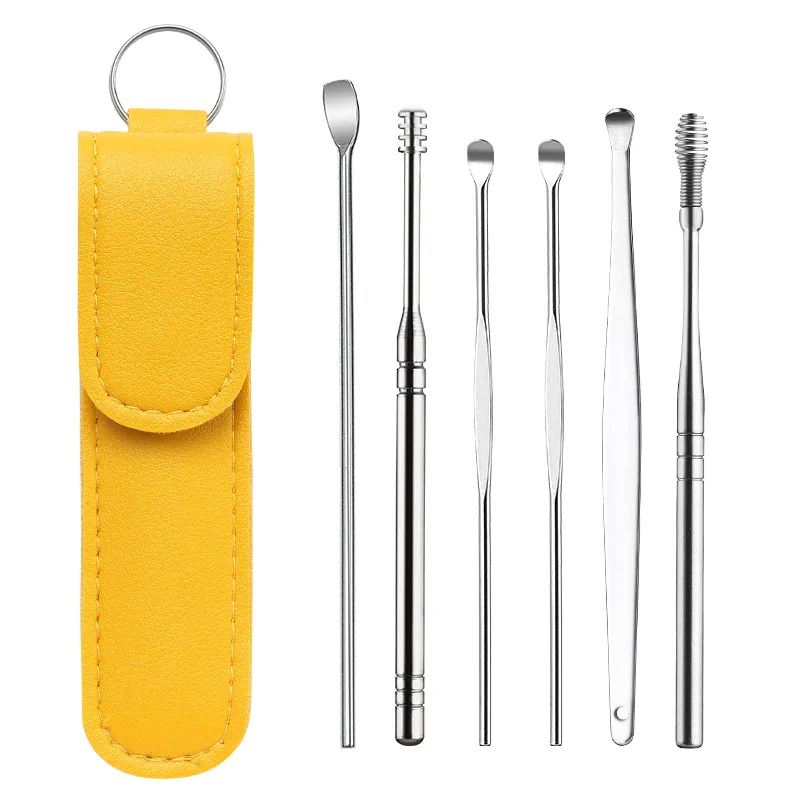 Oem Ear Pick Kit Ear Cleansing Tool Sliver Metal Ear Spoon Earwax Curette Remover Earpick Tool With Storage Box For Home Travel