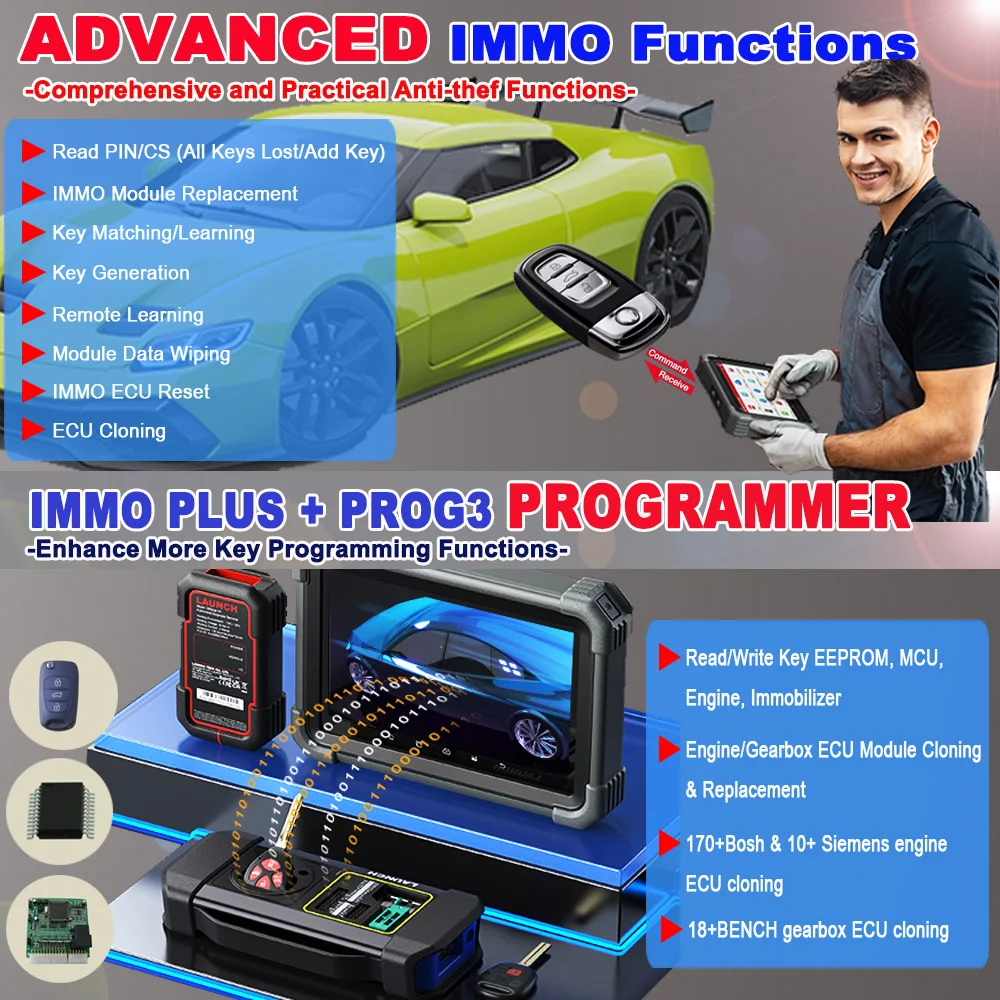 New LAUNCH X431 IMMO Plus Key Programmer Car Diagnostic Tools Auto OBD2 Scanner