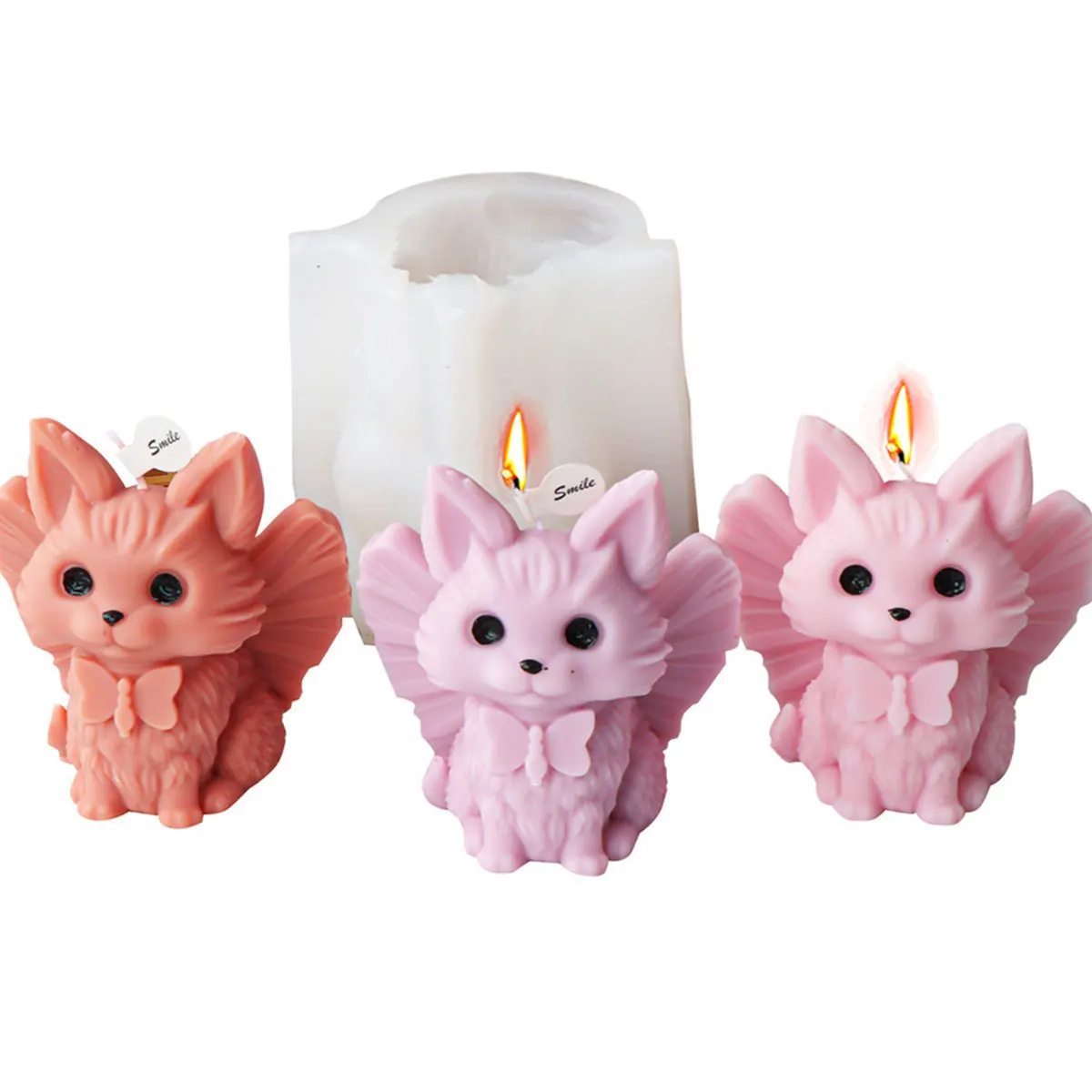 Candle Moulds Silicone 3D Smile Wings Kitten Molds for Candles DIY Big Eyes Cat Animal Moldes De Silicona Para Velas Candle Mold