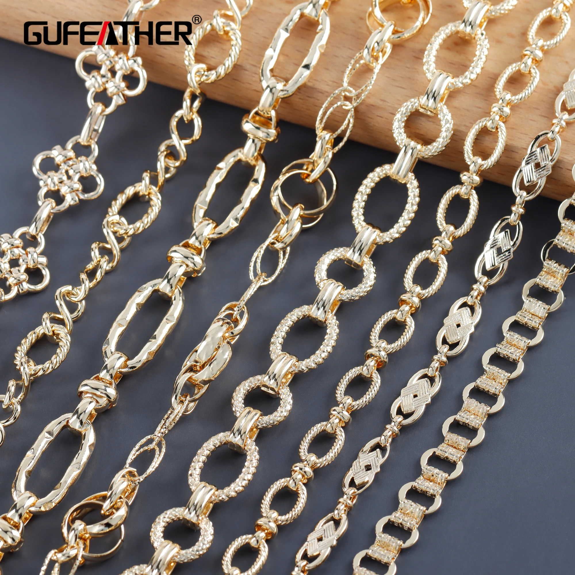 C230  Vintage Copper Metal 18K Gold Plated Diy Necklace Chain For Women Jewelry Making Accessories,1m/lot