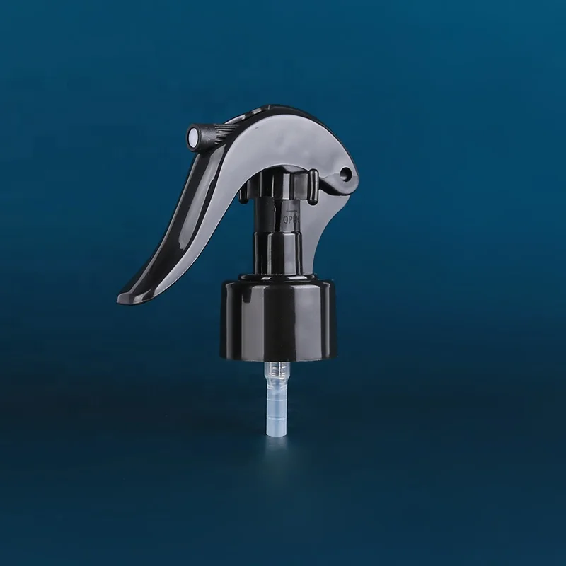Upside down mini trigger plastic pump sprayer transparent (black) color 24/410