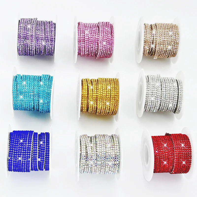 AW Non Hotfix Rhinestone Sticker Car Decoration Crystal Sticker Self-adhesive Hot Strip Rhinestone Ribbon Rhinestone Strip