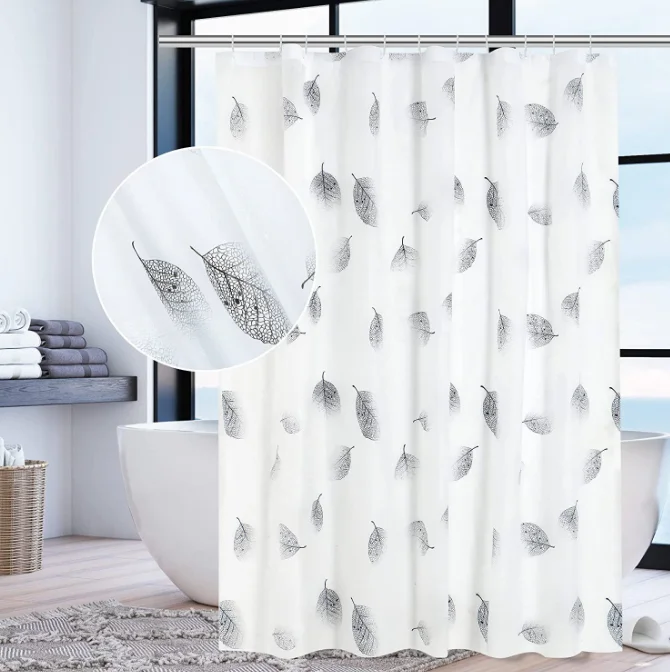Custom Personalized Digital Printing Shower Curtain Fabric Solid Color Bathroom Shower Bath Curtain Film