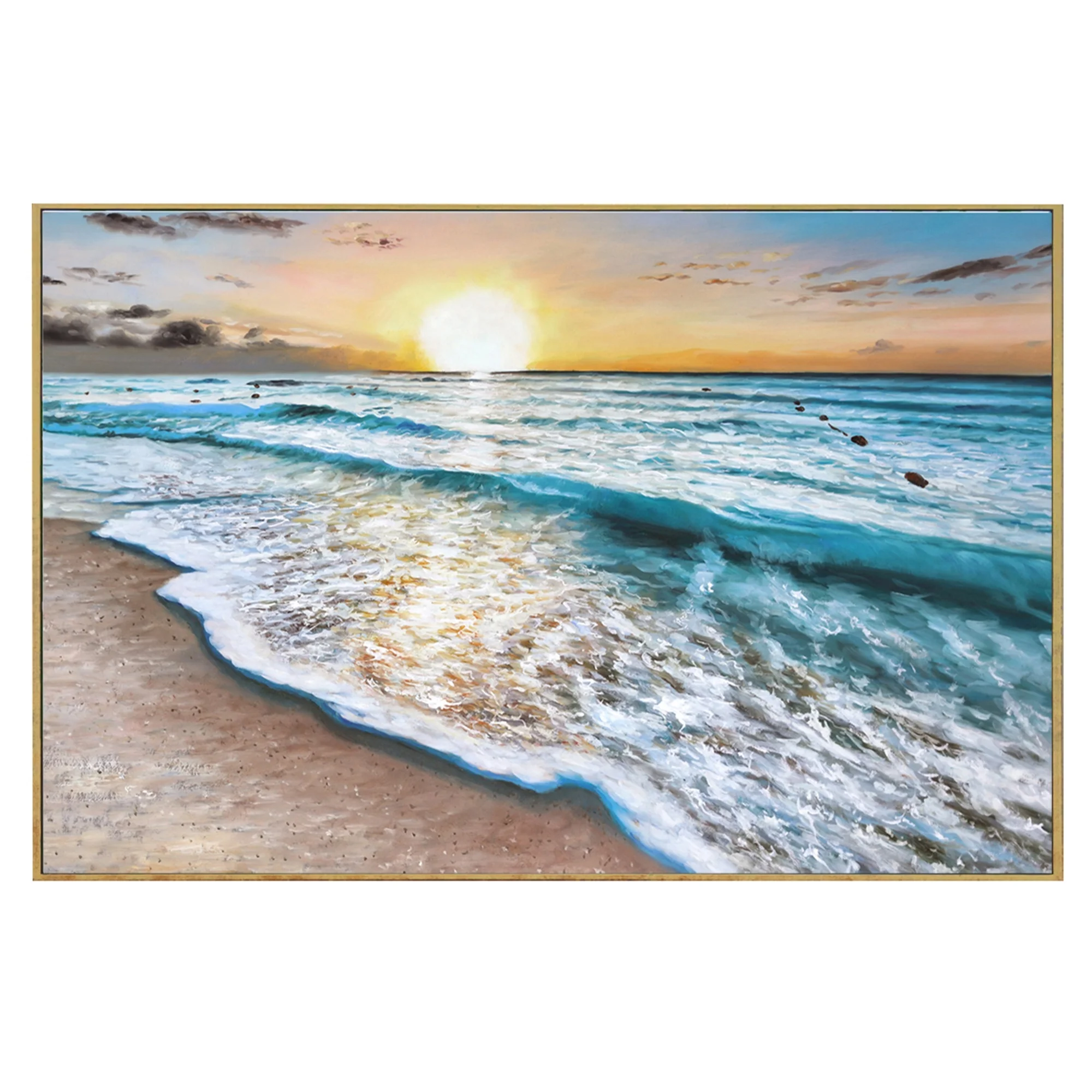 Hand-painted oil painting on canvas, seascape, decorative painting of artist residence
