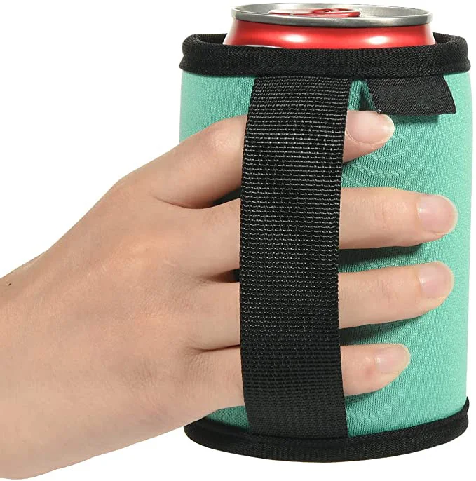 Custom Cooler Sleeve Anti-Slip Neoprene Beer Can Bottle Insulator Cover can holder with Handle for Camping Beverage Drink Cover