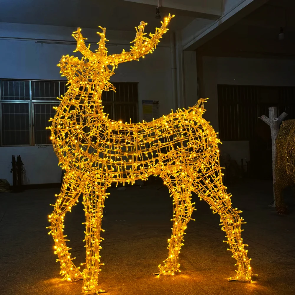 Customize Landscape Interactive Photography Props LED Sculpture Christmas light deer Lighting Arch