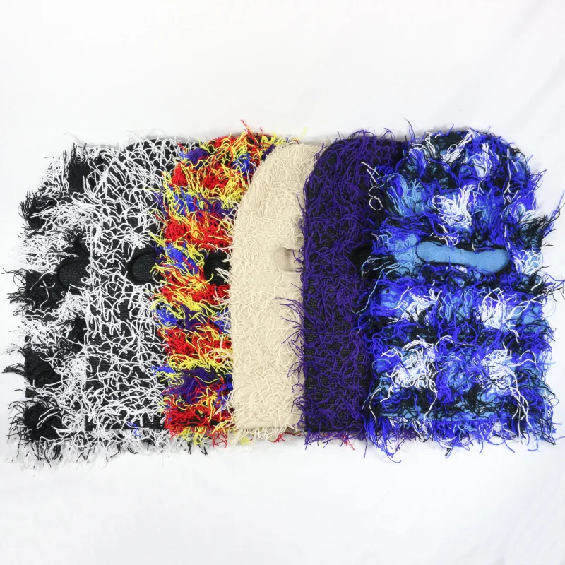 HZM-23032 Оптовая Продажа вязаная Балаклава для лица маска с одним отверстием дизайнерская травяная потрепанная