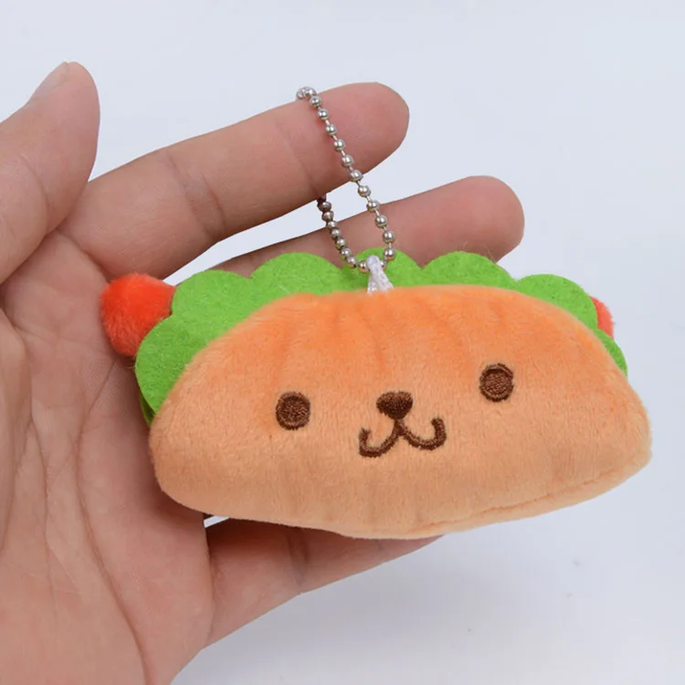 handmade lovely stuffed animal wheel loader keychain hamburger cuddly food soft toy for children