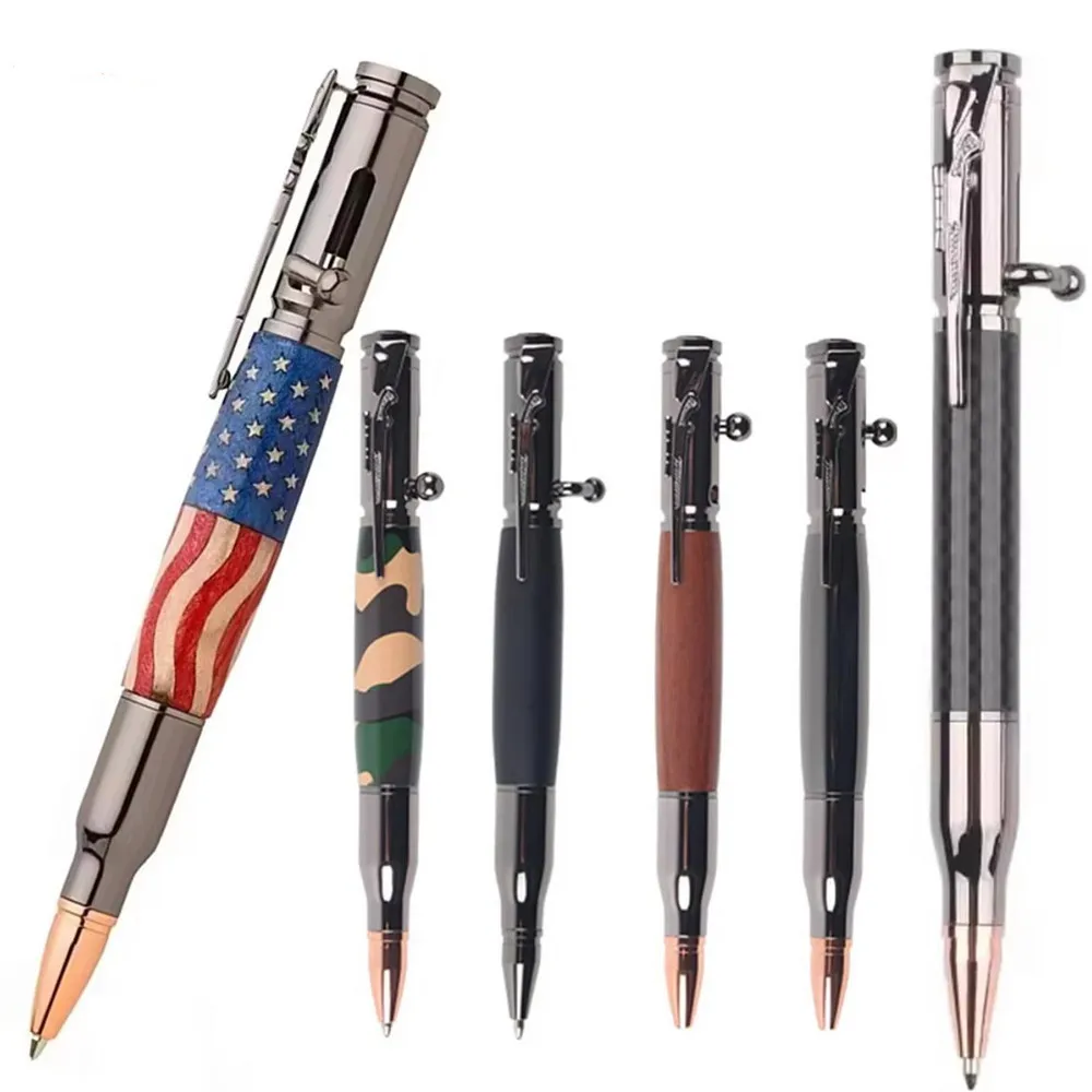 Creative Bullet Shaped Bolt Action Pen Custom Logo Rifle Design Clip New Design Business Gift 1.0mm Writing Metal Musket Style