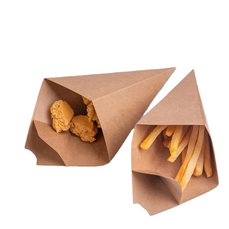 10oz 15oz 20oz Disposable Kraft/White Paper French Fry Cone