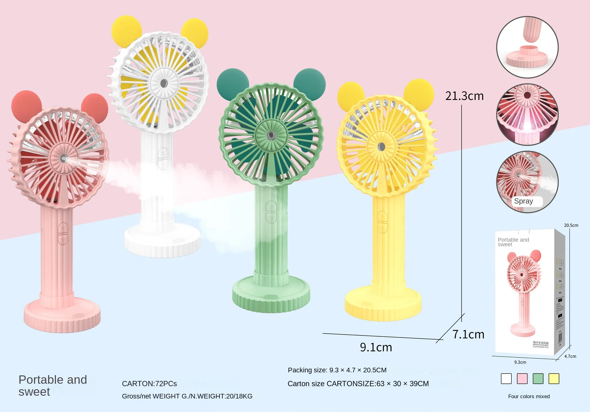 Battery Portable Water Spray Mist Fan Electric USB Rechargeable Handheld Mini Fan Cooling Air Conditioner Humidifier Fan
