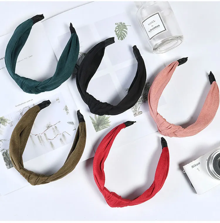 Qiyue Corduroy Fabric Top Knotted Headband Hair Band Women Winter Autumn Hair Accessory