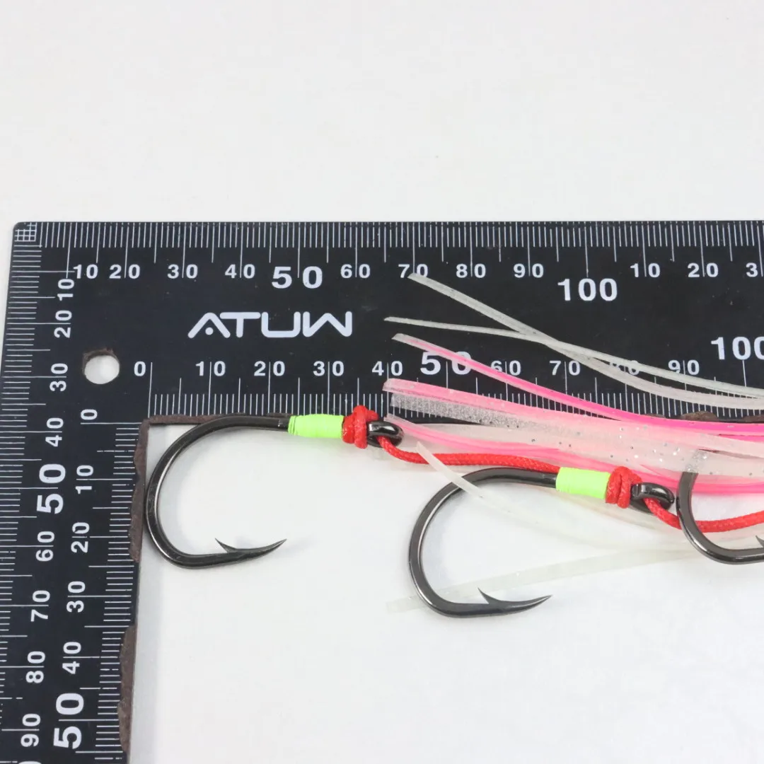 Customized Sizes Luminous Octopus Squid Skirt Assist Hooks 6/0  7/0  8/0  9/0  Jigging 3 Hook Rigs