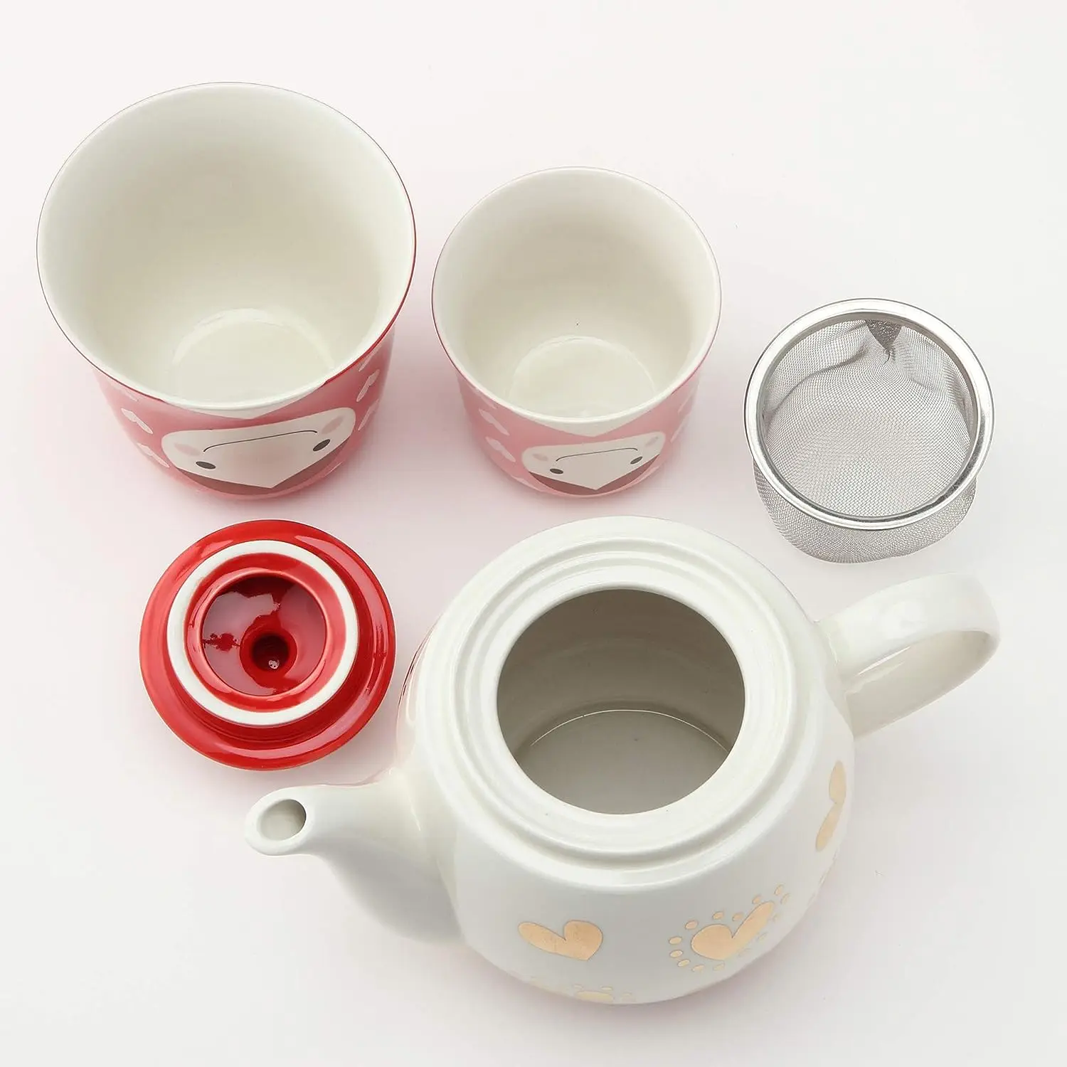 Ceramic Cartoon Girl Tea for One Set Handmade Porcelain Teapots and Cups in Bulk
