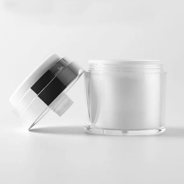 15 g 30 ml 50 grams airless pump round shape white color skin care luxury cosmetic jar cream jar acrylic jar