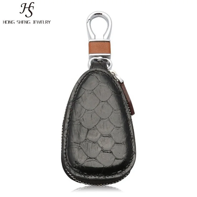 HS Jewelry роскошный черный кожаный чехол для автомобильных ключей питона