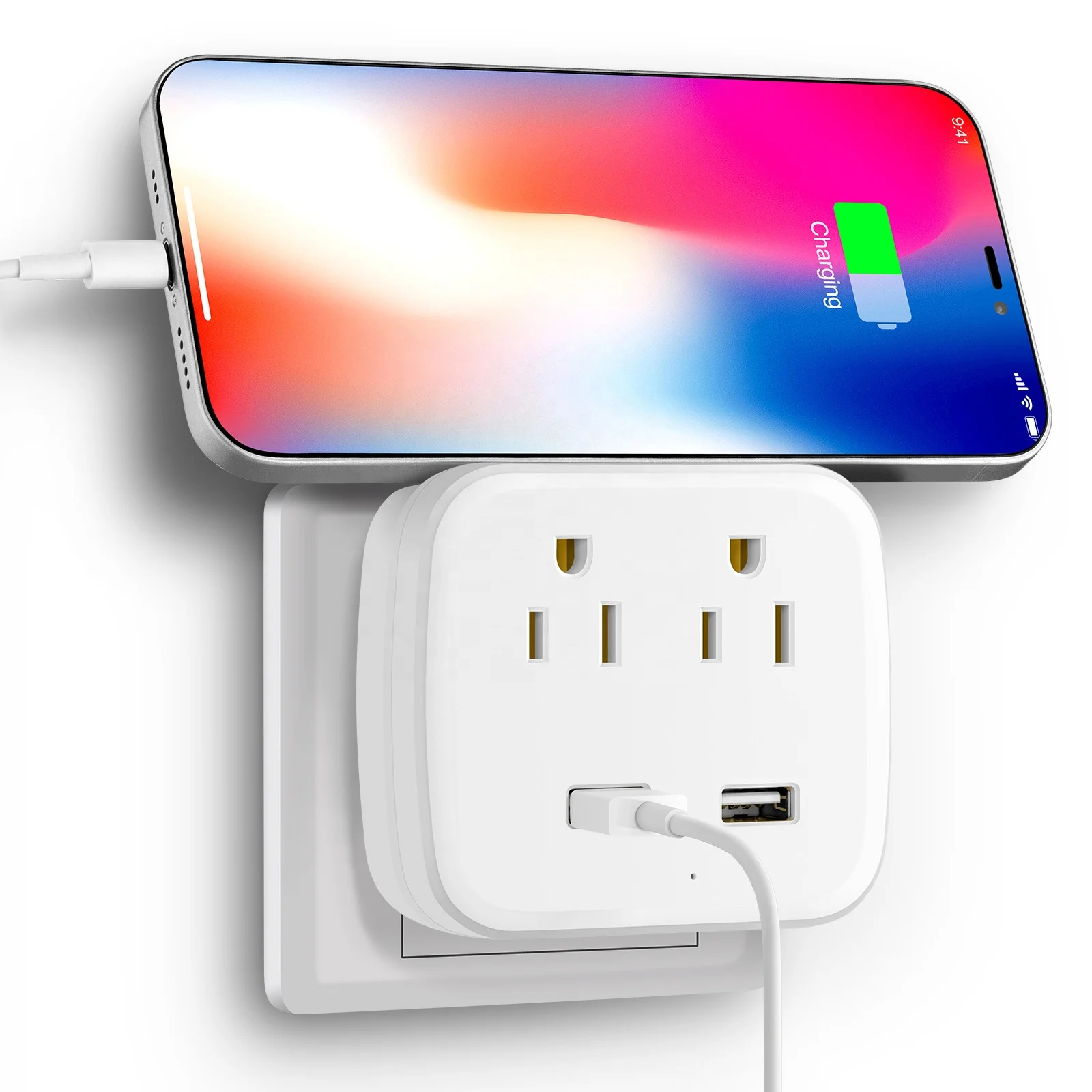 wall Plug conversion adapter socket with USB charger for power adapters in multiple countries United States, Canada, Mexico