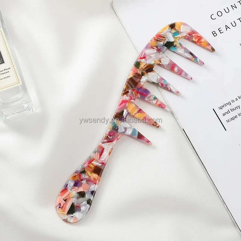 New Acetic Acid  Anti-static Comb Custom Long Handle Eco-friendly Women Wide Teeth Acetate Hair Combs
