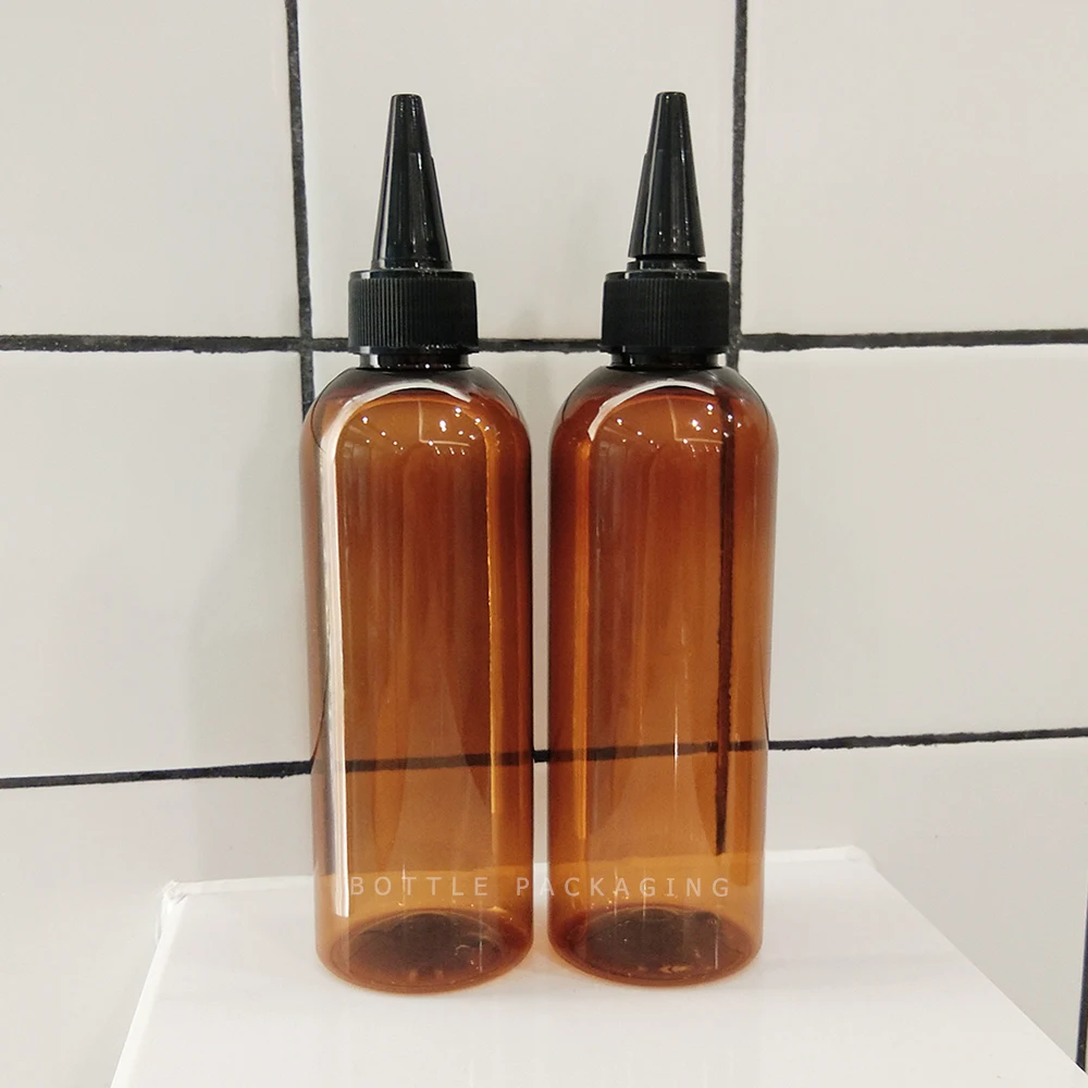 PET Bottle Twist Cap Amber Squeeze Paint Plastic Wholesale 200ml Eco-friendly Screen Printing Bottle Package Customized Logo