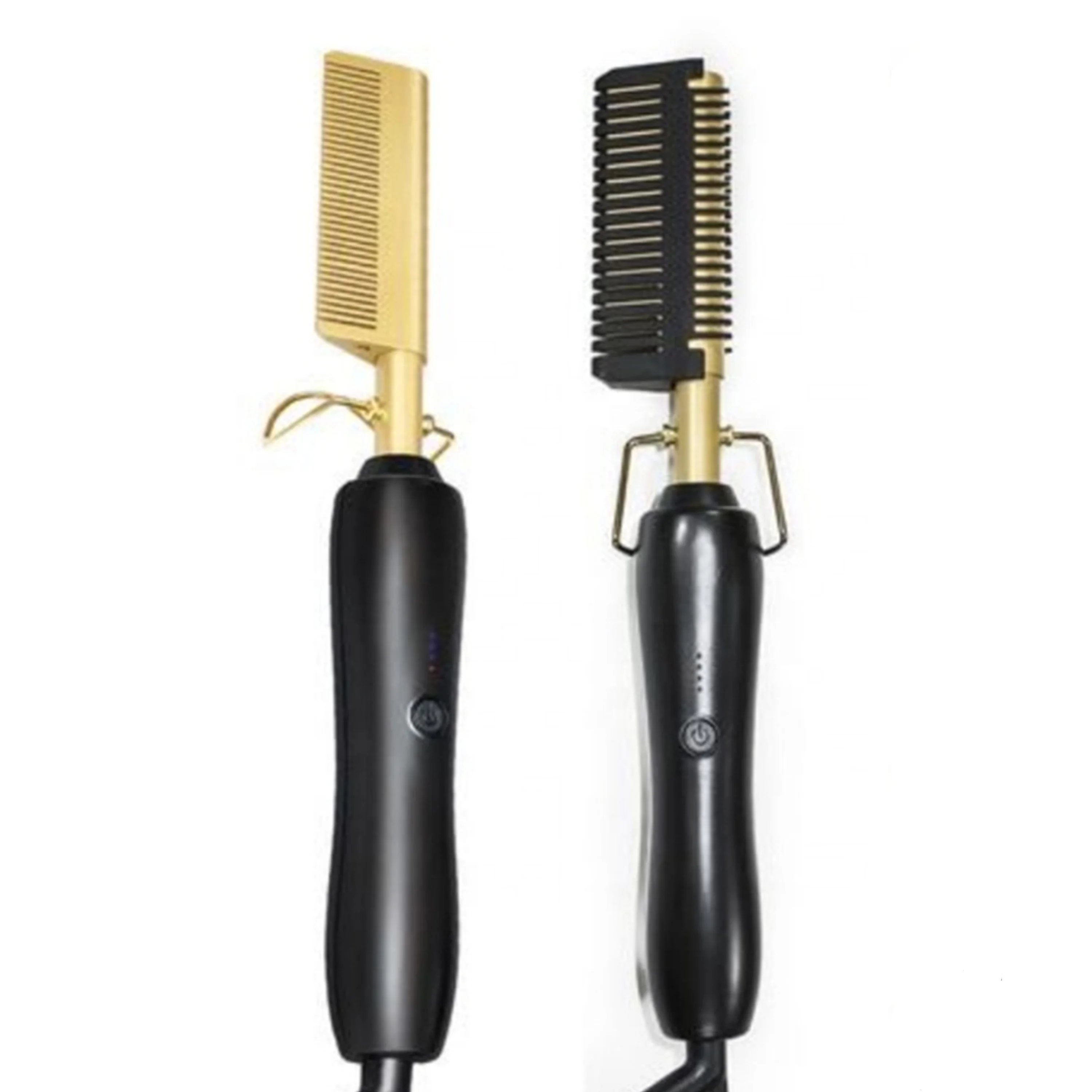 Hot Selling 2024 New High Temperature Electric Hot copper Hair Curling Comb Hair Straightening Brush Comb Heat Pressing hot Comb