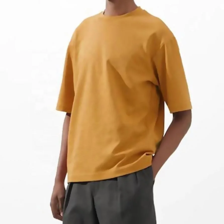 Free Sample 240 Gsm Dtg Custom Plain T-Shirt For Men Printing Plain Oversized Heavy Weight 50/50 Cotton And Polyester T Shirt