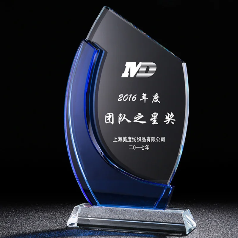 Guangzhou Wholesale Clear Blank Crystal Glass Award Trophy Custom 3d Laser Engraving Glass trophies medals plaques