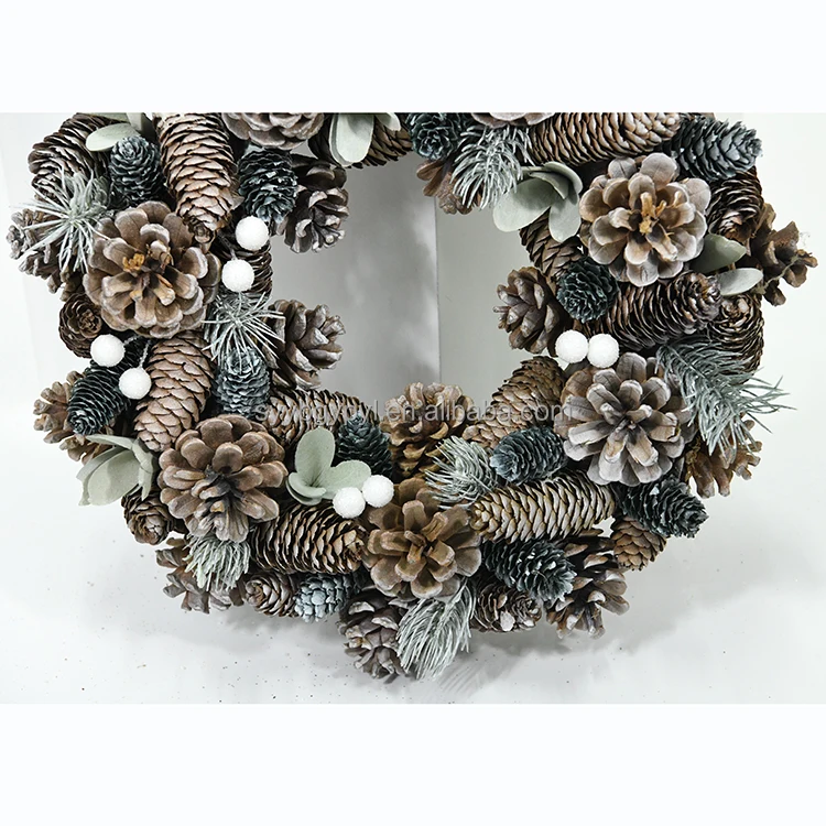 Pinecone wholesale beautiful front-door decoration wreaths new Christmas product for Cheap hanging festival wreaths