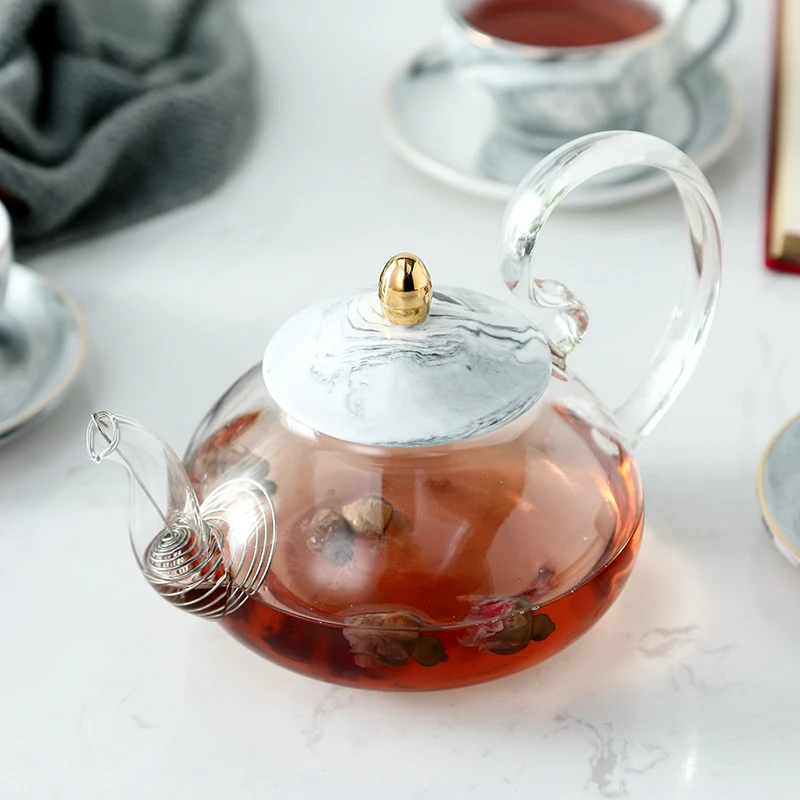 A06-01 White Ceramic Teapot with Glass Material Wholesale China Teapots