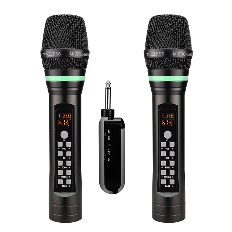 Buy universal 2 channel handheld outdoor rechargeable receiver plug and play sing mic cordless wireless microphone