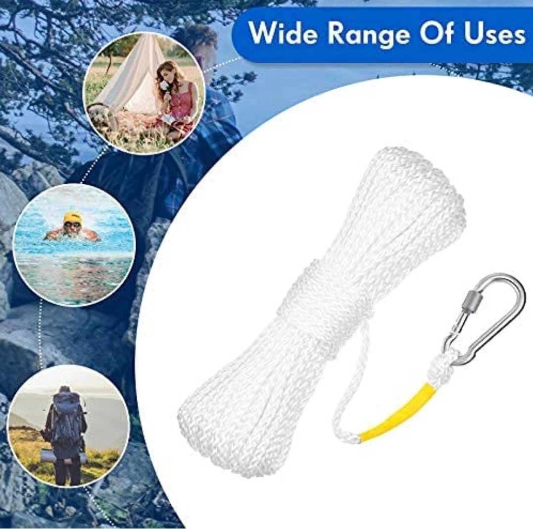 boat marine rope dock line s 1/4 in 50ft with Splicing FID 440lb broken Load Limit Floats on Water