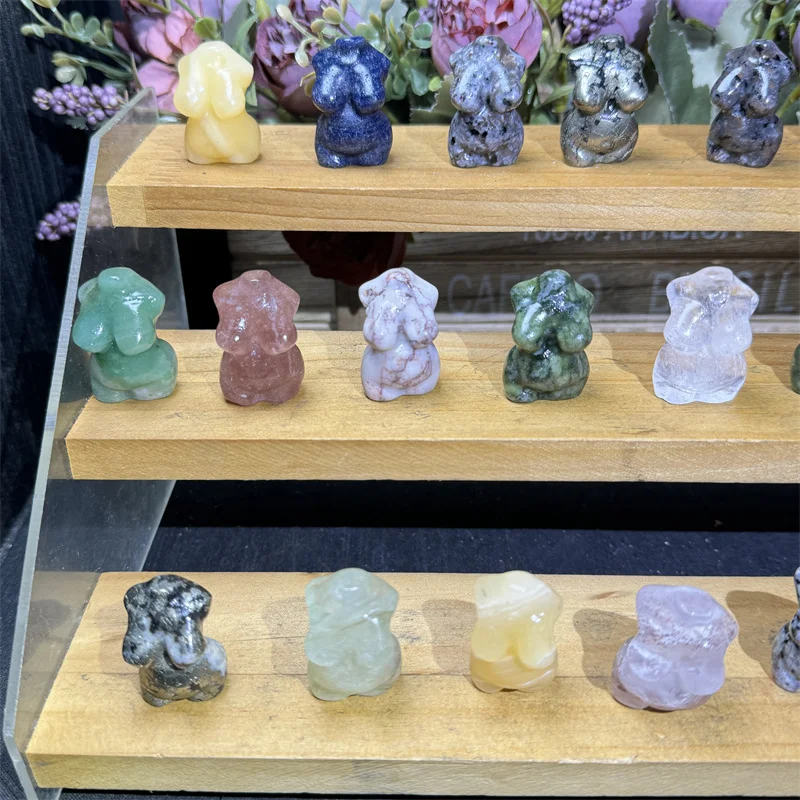 Hot Sale Fengshui Natural Crystals Healing Stones Crystal  Craft Mixed Mini Lady Body  for Souvenir