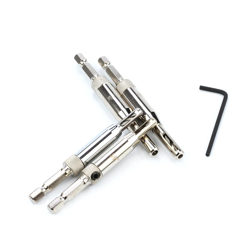 7pcs Hex Shank Self Centreing Cabinet Hinge Drill Bit  For Wood Working With Hex Wrench