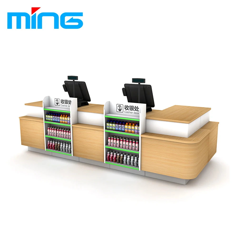 Modern Design Checkout Counter Supermarket Grocery Store Cashier Desk  with Conveyor Belt