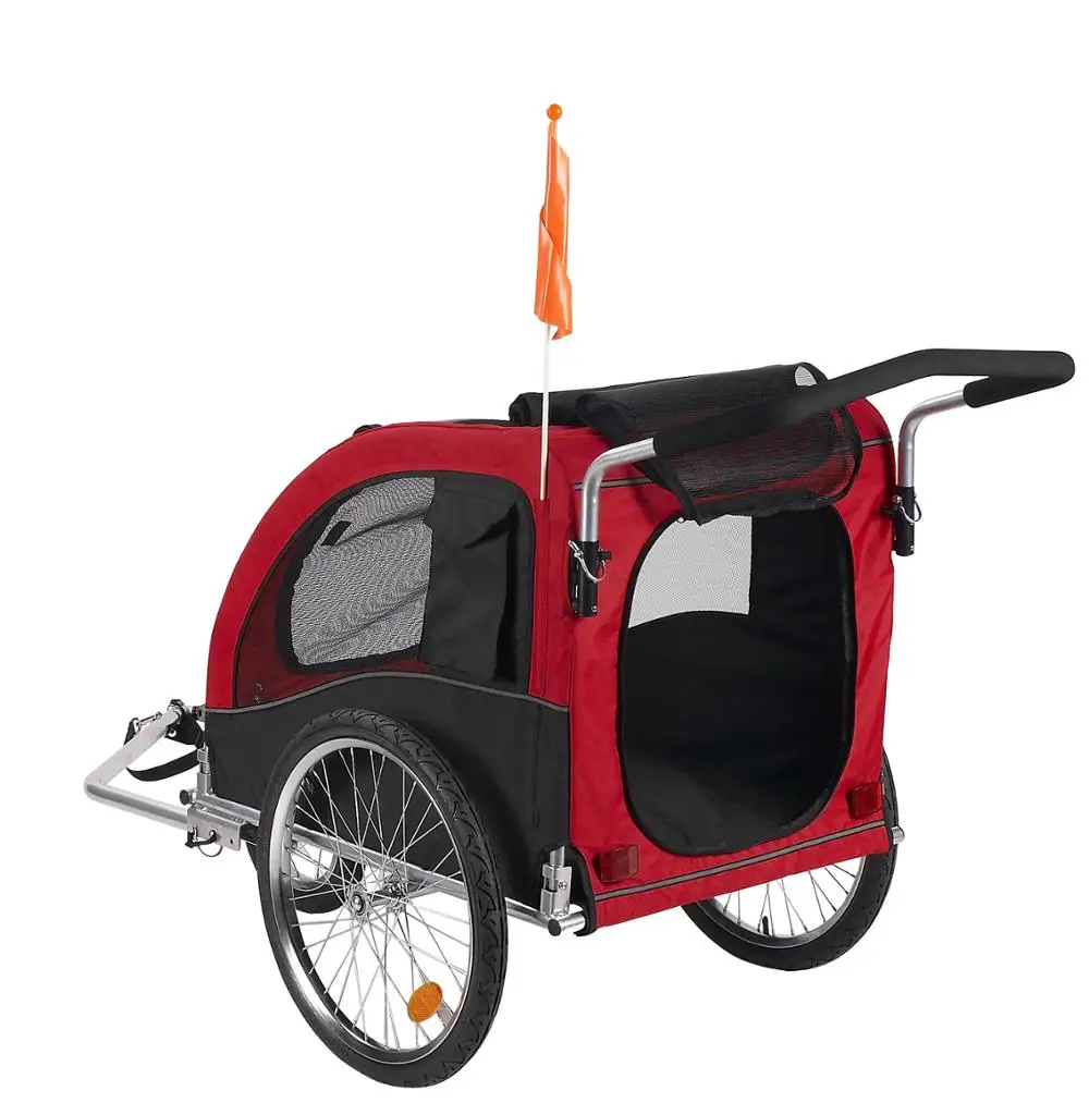 3 wheel large pet bike trailer with handle, folding bike trailer for dog, large size