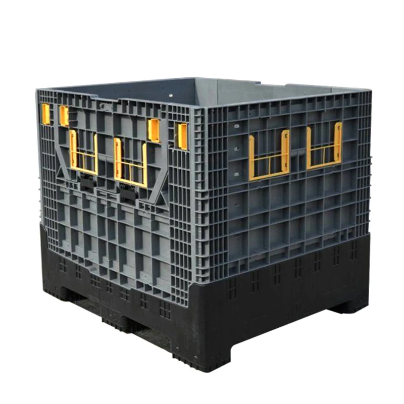 HDPE Stackable folding China used industry pallet container box/plastic pallet boxes for loading