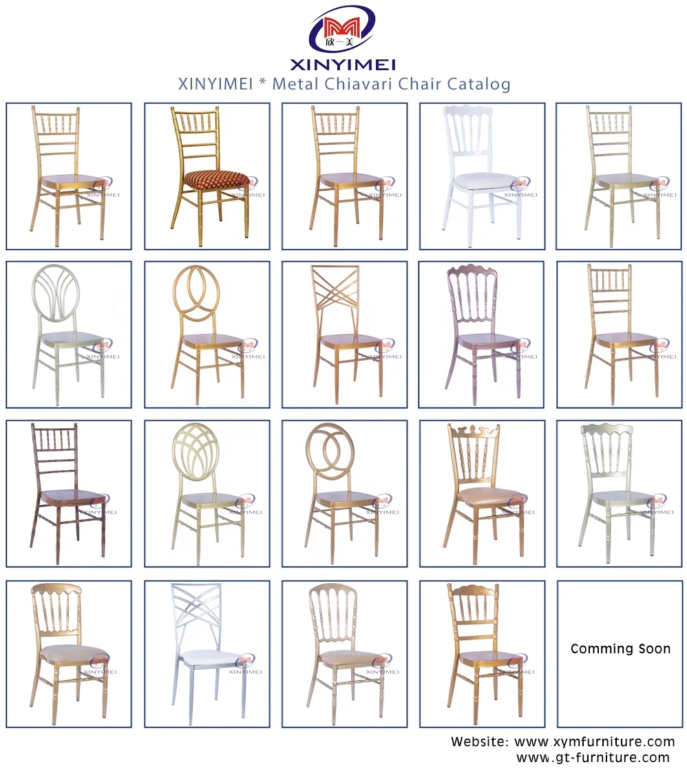 Luxury hotel furniture quality modern metal gold dinning stacking phoenix chairs for events