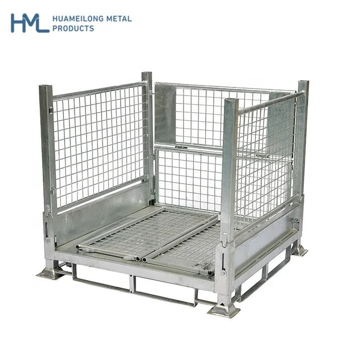 Collapsible and stackable steel folding wire storage metal heavy duty Australia bin pallet with forklift