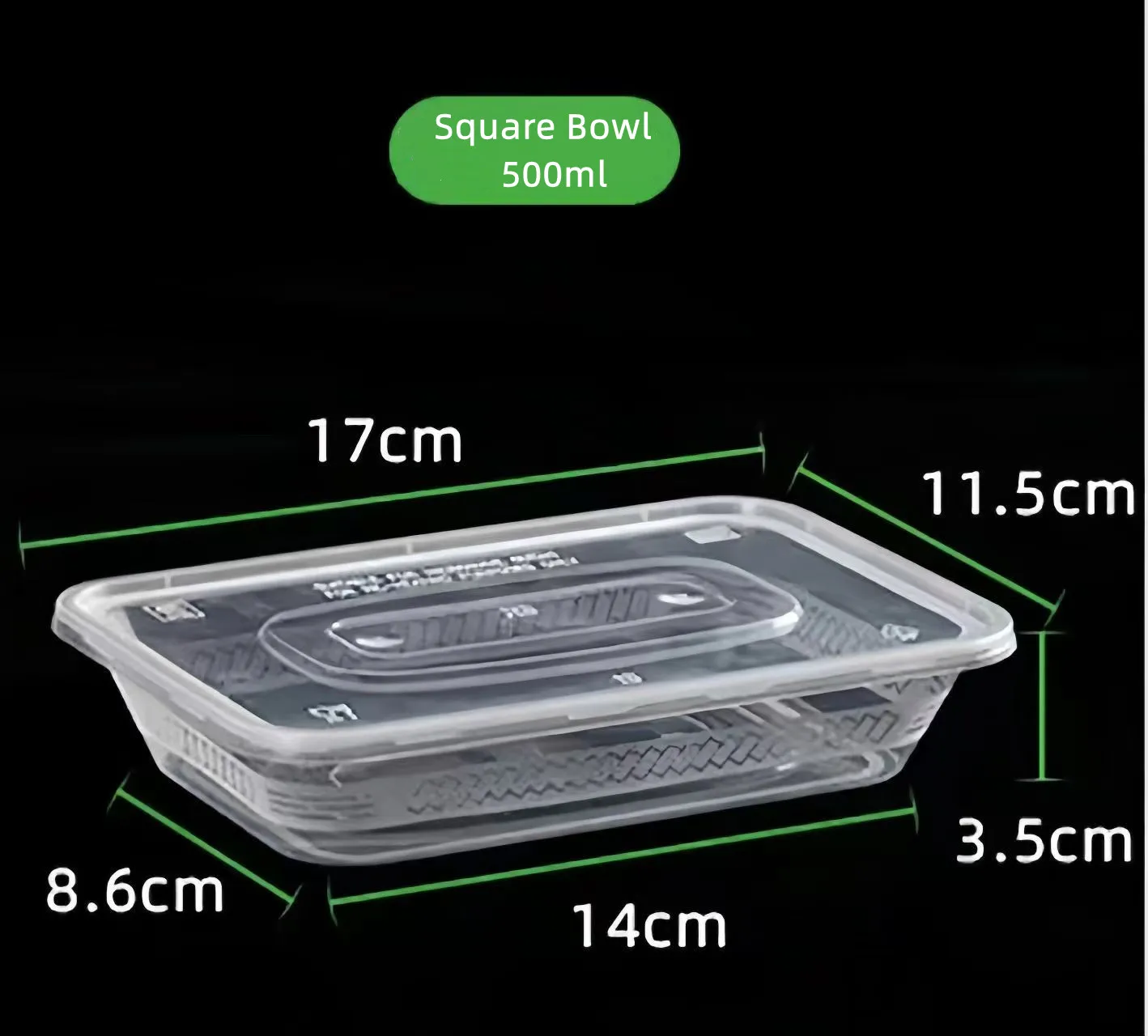 Clear Hinged Plastic Pp Food Container Disposable Clamshell Take Out for Salad