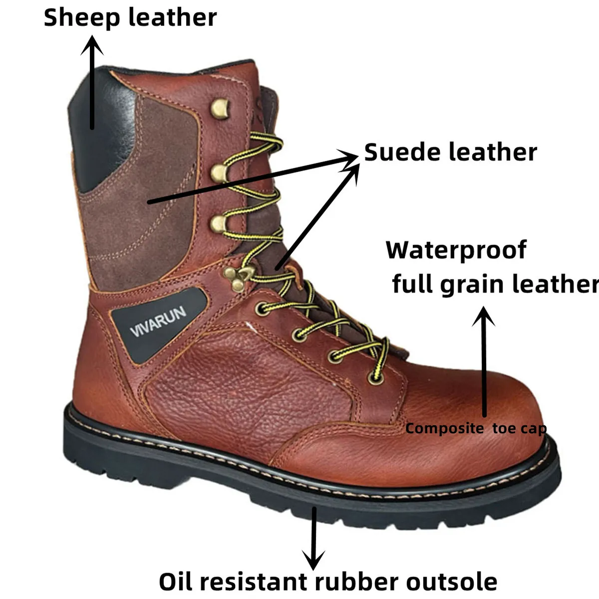 Goodyear welted construction Factory waterproof labor protection steel toe anti smashing shoes cowhide Martin outdoor work shoes