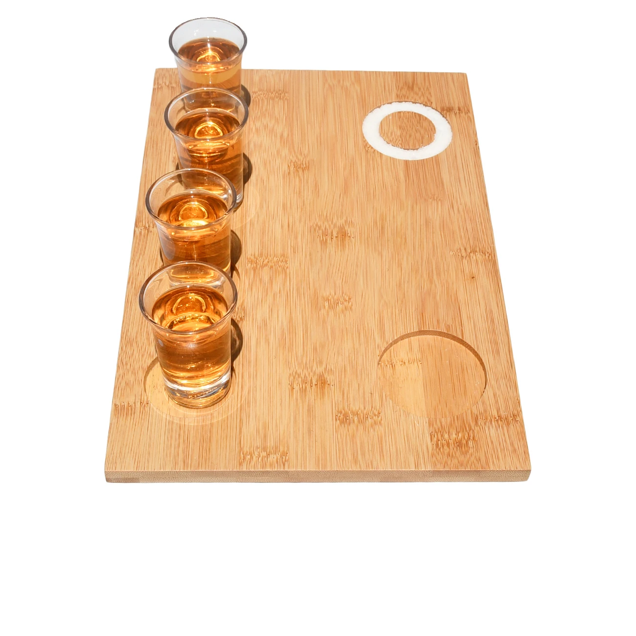Personalized Engraved Tequila Flight Board Wine Liquor Shot Glass Holder Bar Serving Trays with Salt Rim for Family Party