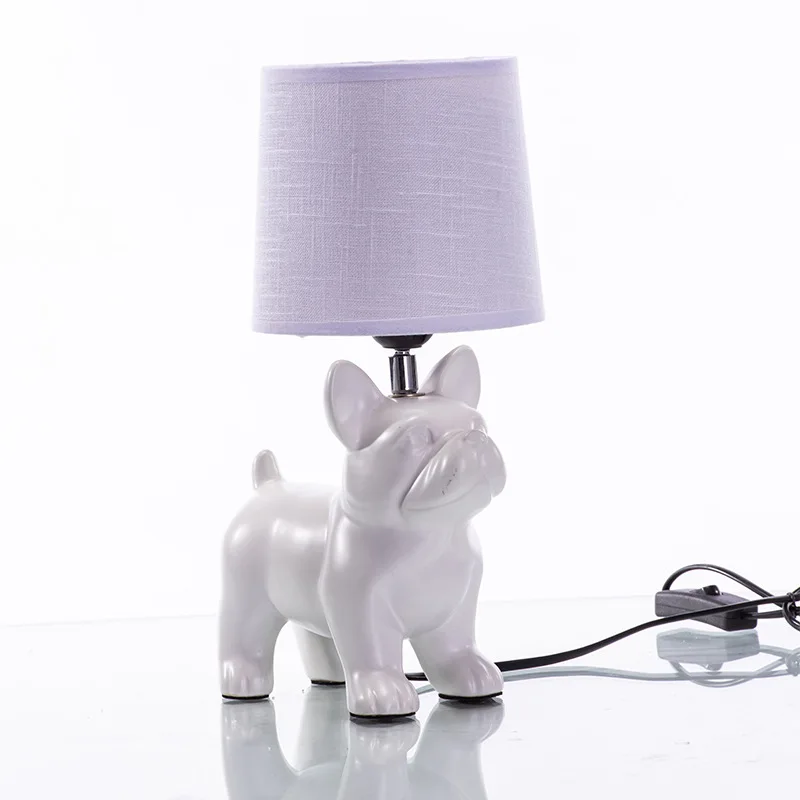 Home Decoration French Bulldog Creative Table Lampes Ceramic Base Animal Shape Table Lamp
