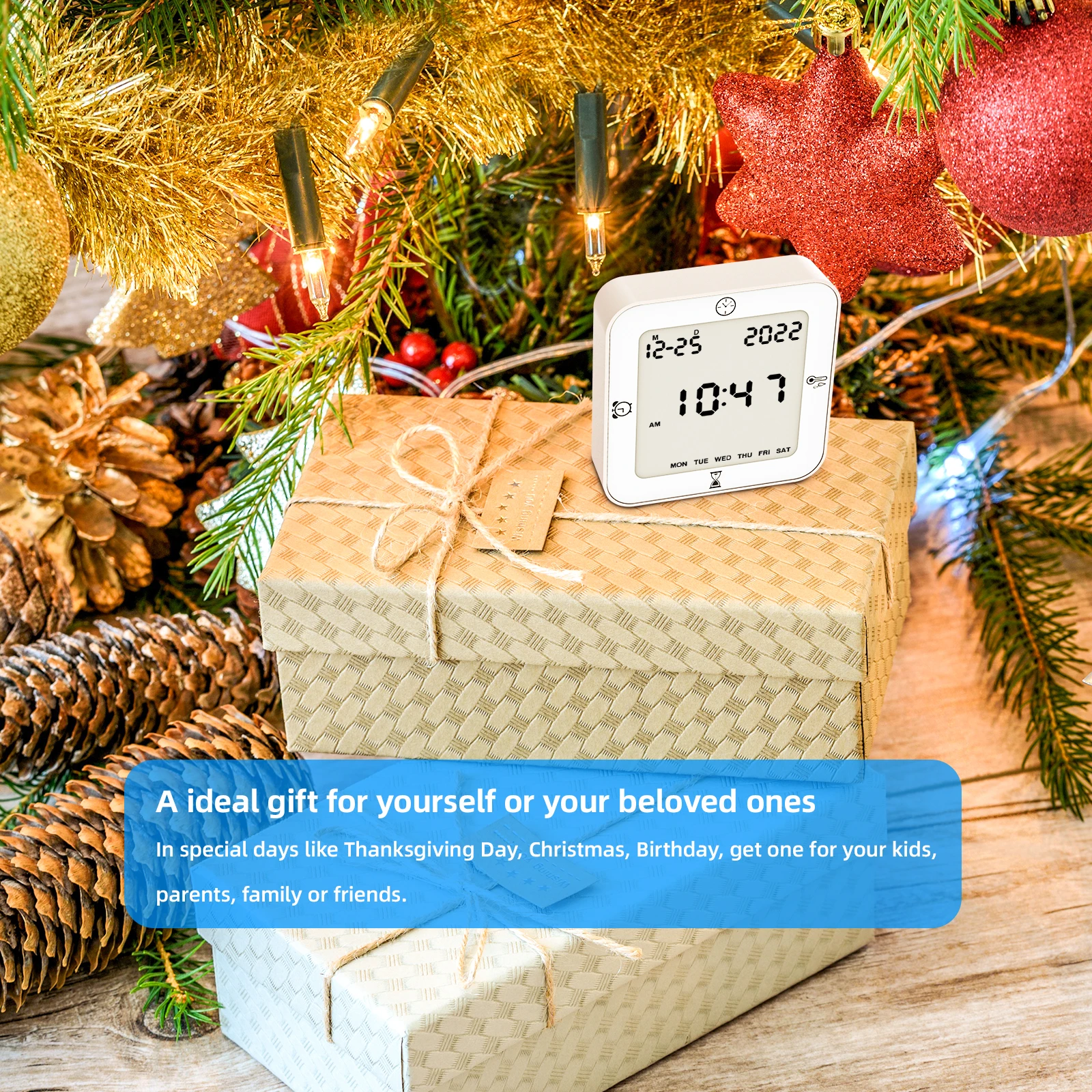 2023 new product Digital Multifunction smart Alarm Clock Time Display desk clock with temperature display Indoor Thermometer