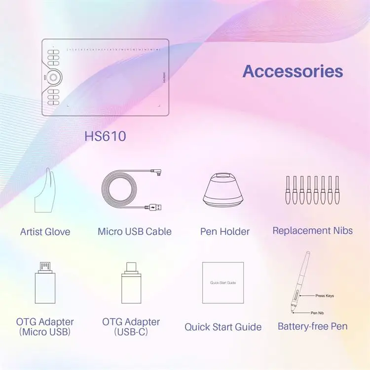 Графический планшет для рисования HUION hs610, оптовая продажа с фабрики